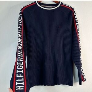 Tommy Hilfiger Mens Denim Ribbed
Knit Crewneck Sweater Size L Navy Blue